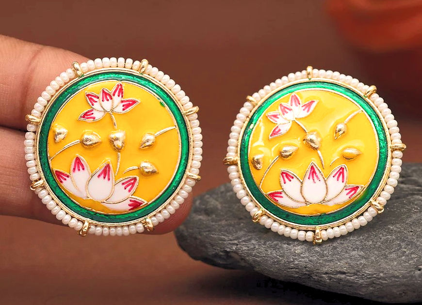 Padmini Yellow Big Studs