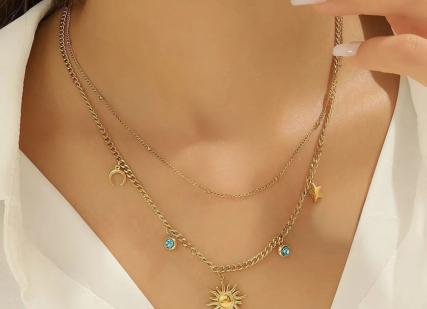 Beach Sea Horse Star Fish Beads Dual Layer Necklace