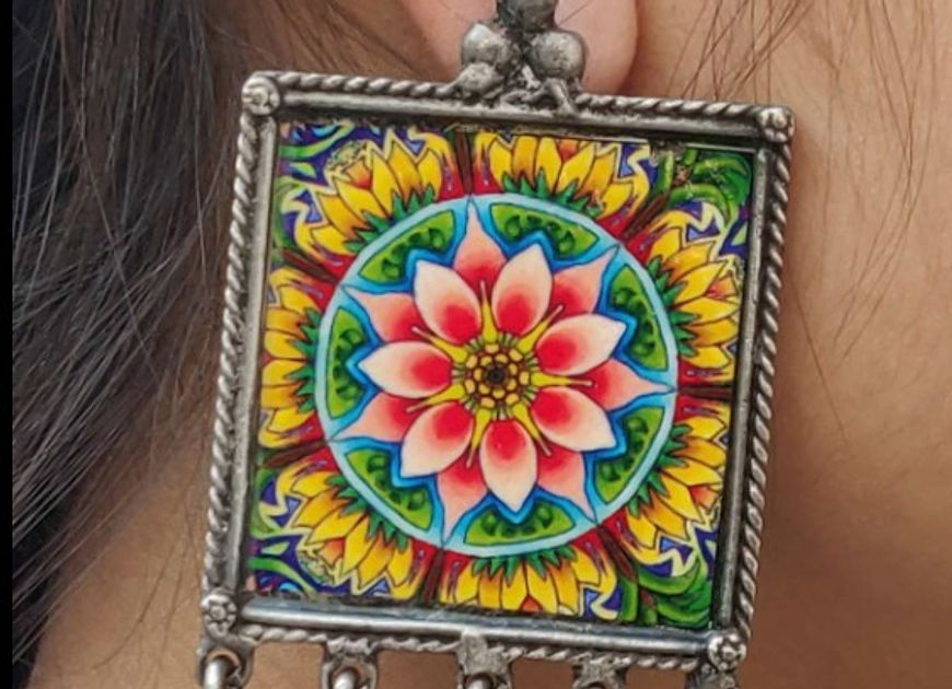 Mita Meenakari Mirror work Earrings!!