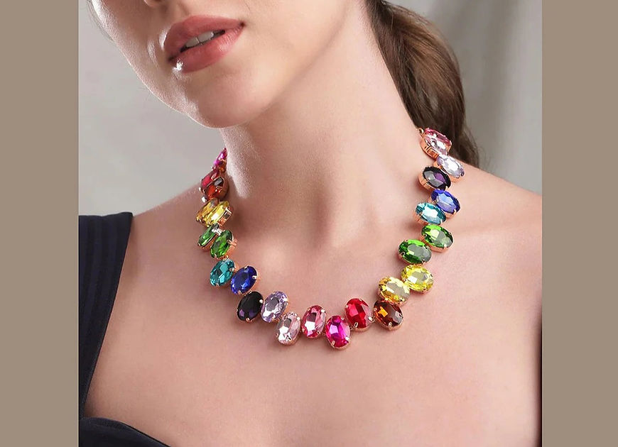 Dyotana Multi color Necklace With Earrings