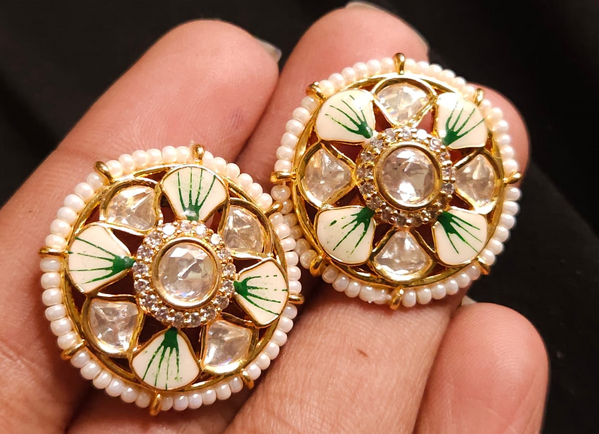 Adhya Pachhi Kundan Big Statement Studs