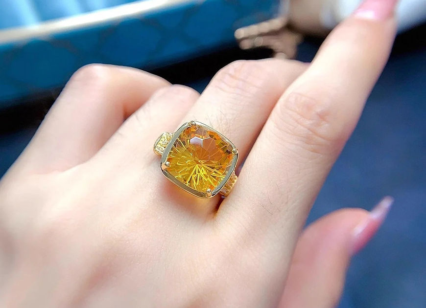 Adhira Citrine Yellow  CZ Stone Adjustable Ring!!