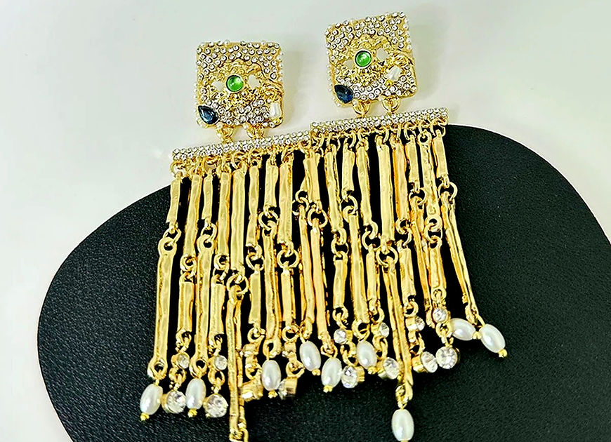 Ikshula Evil eye CZ Crystal Dangle Tassel Earrings!!