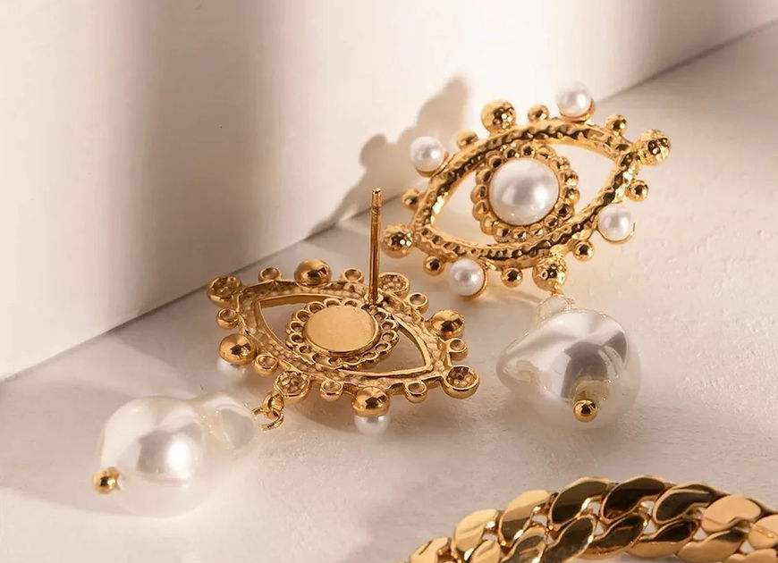 Daksha Evil Eye Pearl Drop Earrings!