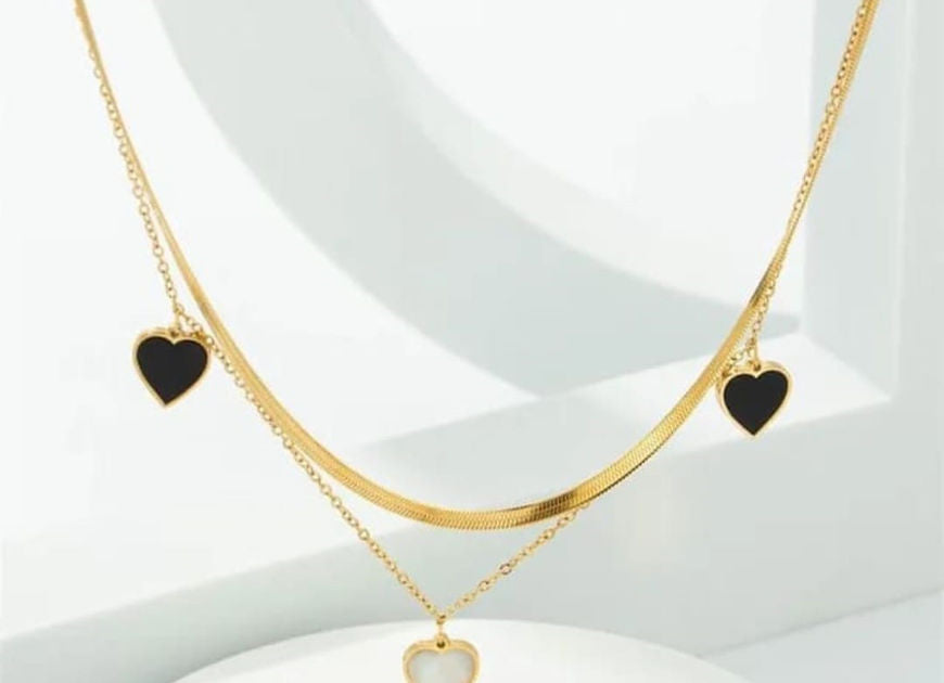 Shades of Heart Snake chain necklace