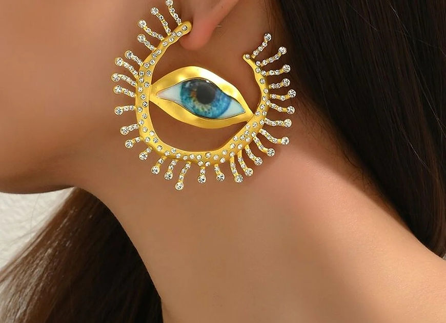 Sahistha Blue Brown Mismatch Hoop Earrings