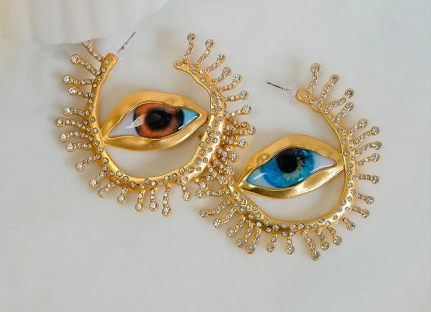 Sahistha Blue Brown Mismatch Hoop Earrings