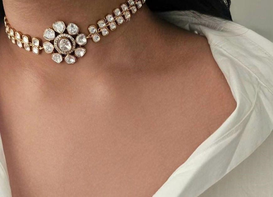 Mananya Polki Kundan choker with Earrings