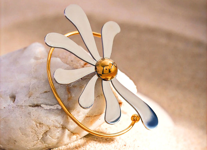 Daisy Flower Silver Gold Single Left  Ear Cuff!!