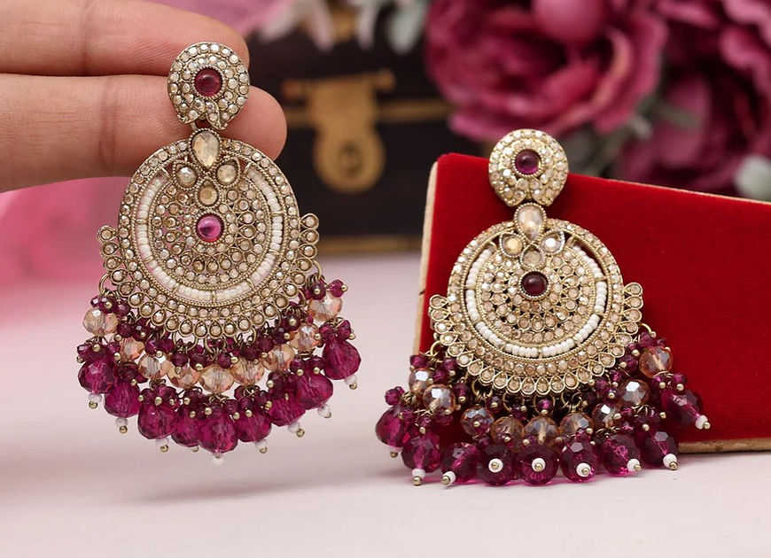 Purple Janvi Drop Dangle Earrings!!