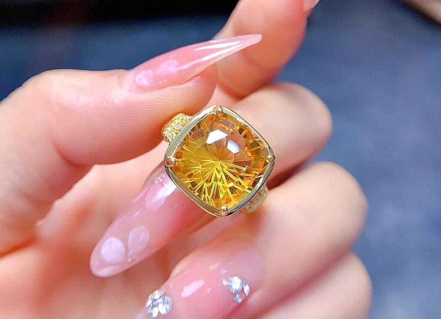 Adhira Citrine Yellow  CZ Stone Adjustable Ring!!