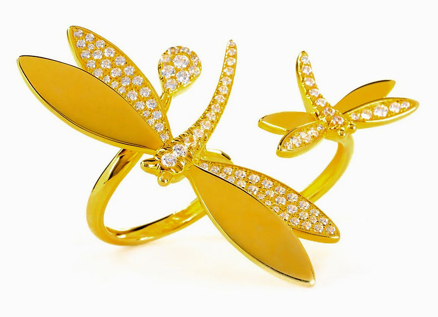 Dragonfly CZ Dual Finger Adjustable Ring!!