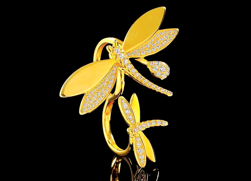 Dragonfly CZ Dual Finger Adjustable Ring!!