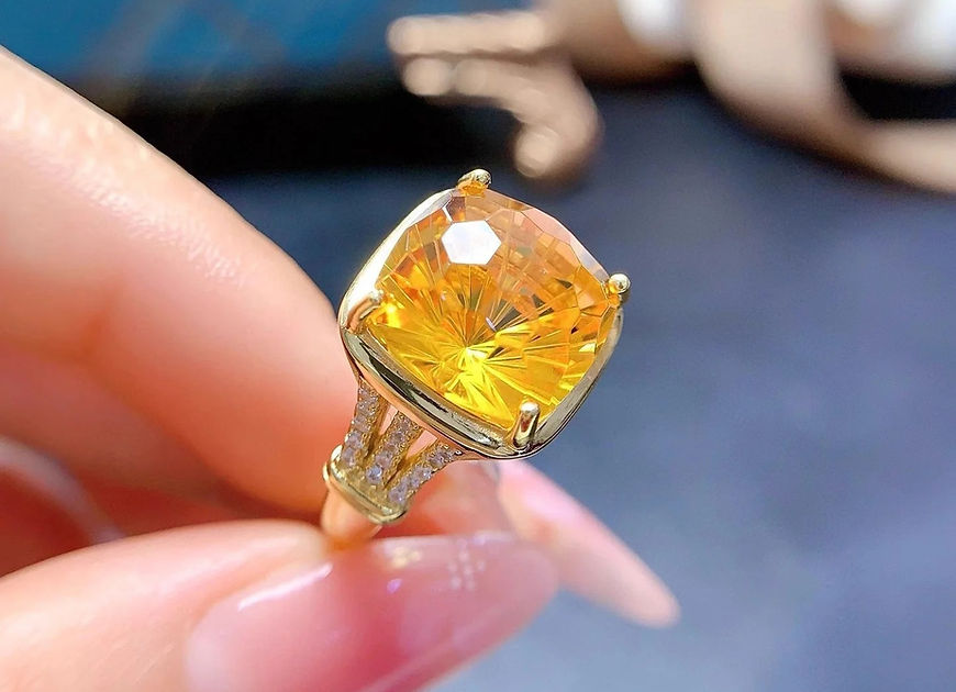 Adhira Citrine Yellow  CZ Stone Adjustable Ring!!