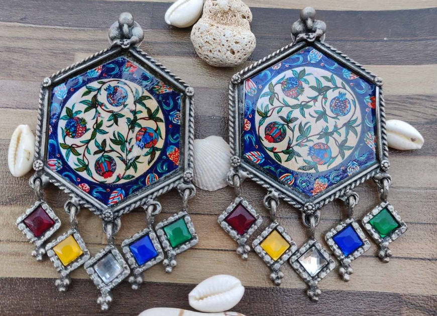 Mita Meenakari Mirror work Earrings!!