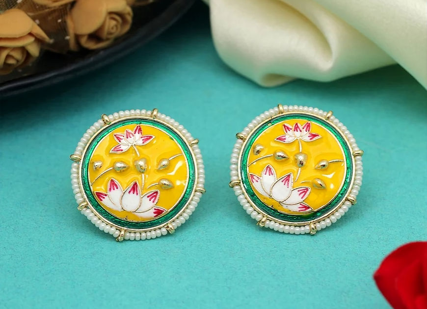 Padmini Yellow Big Studs