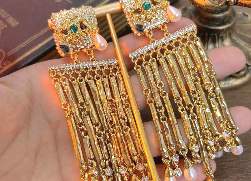 Ikshula Evil eye CZ Crystal Dangle Tassel Earrings!!