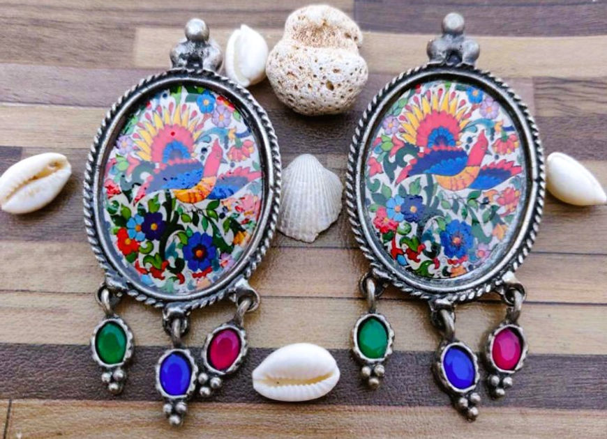 Mita Meenakari Mirror work Earrings!!