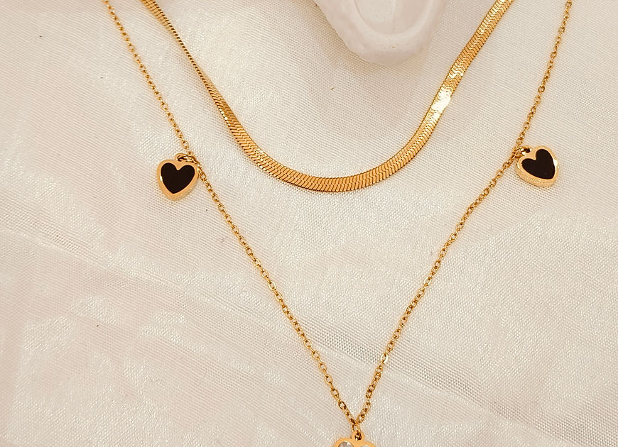 Shades of Heart Snake chain necklace