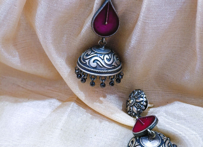 Gargi Drop Pink enamel Jhumki Earrings!!