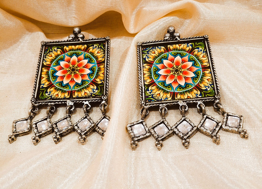 Mita Meenakari Mirror work Earrings!!