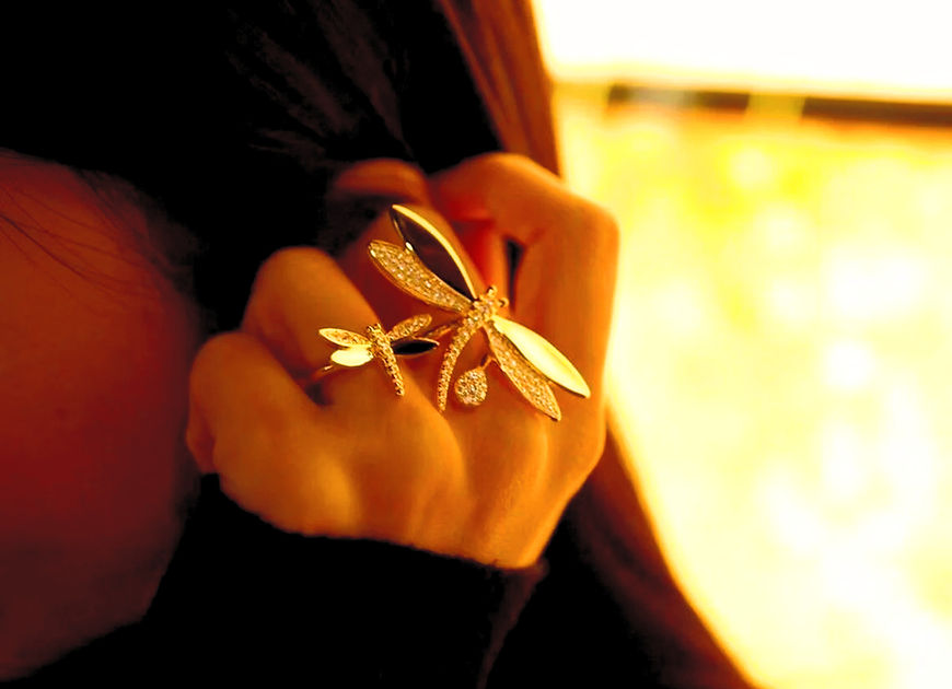 Dragonfly CZ Dual Finger Adjustable Ring!!