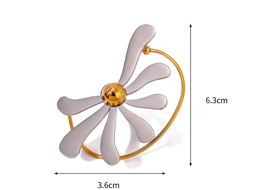 Daisy Flower Silver Gold Single Left  Ear Cuff!!