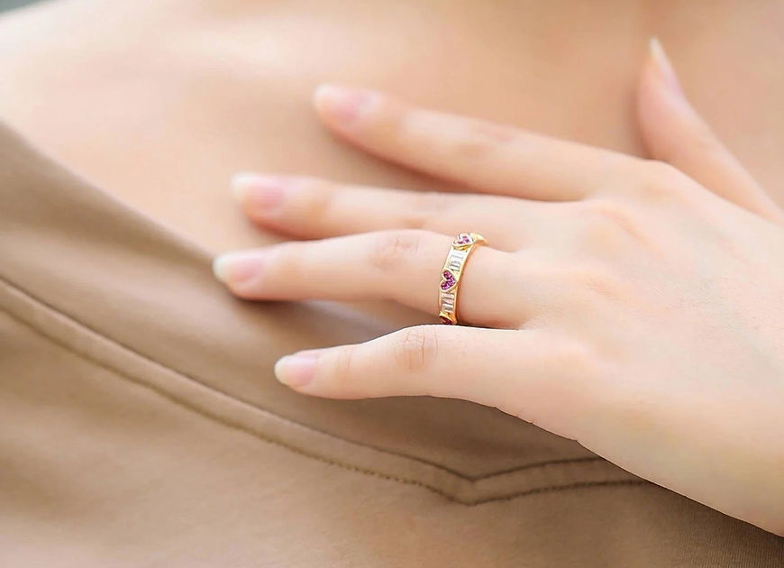 Hridaya Love Heart Pink Sapphire CZ Adjustable Finger Ring