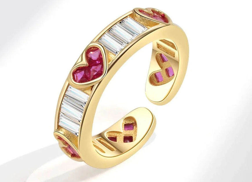 Hridaya Love Heart Pink Sapphire CZ Adjustable Finger Ring