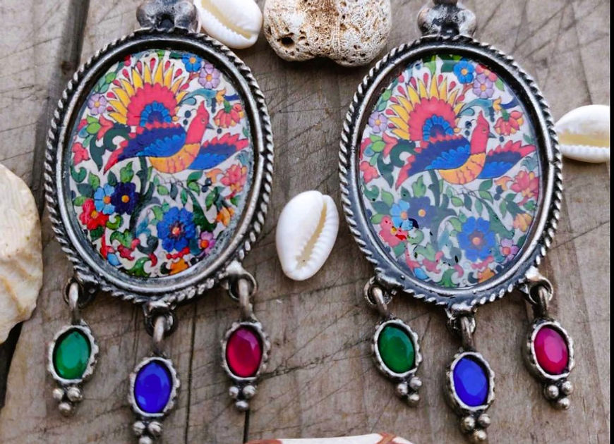 Mita Meenakari Mirror work Earrings!!