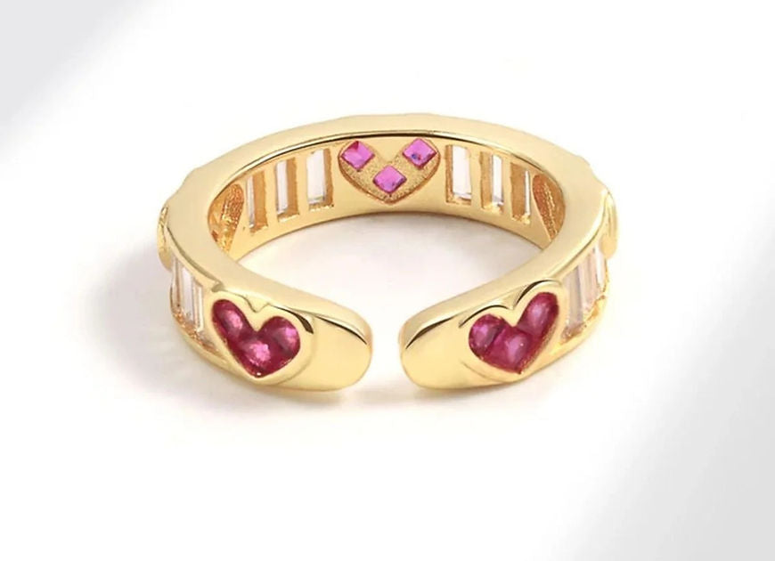 Hridaya Love Heart Pink Sapphire CZ Adjustable Finger Ring