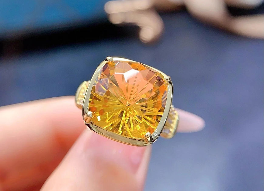 Adhira Citrine Yellow  CZ Stone Adjustable Ring!!