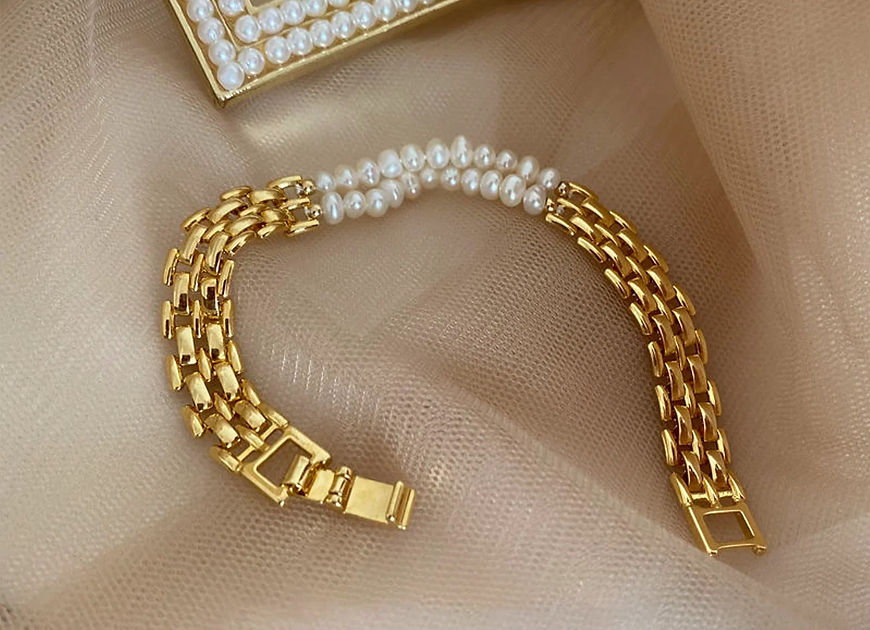 Aza Dual Layer Pearl Statement Bracelet