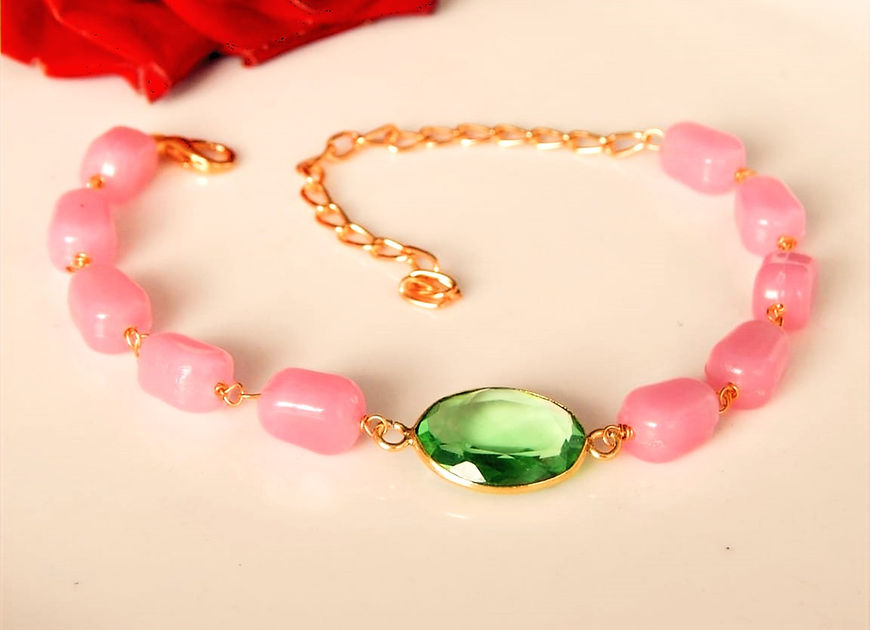 Azalea Begonias Green Stone Bracelet