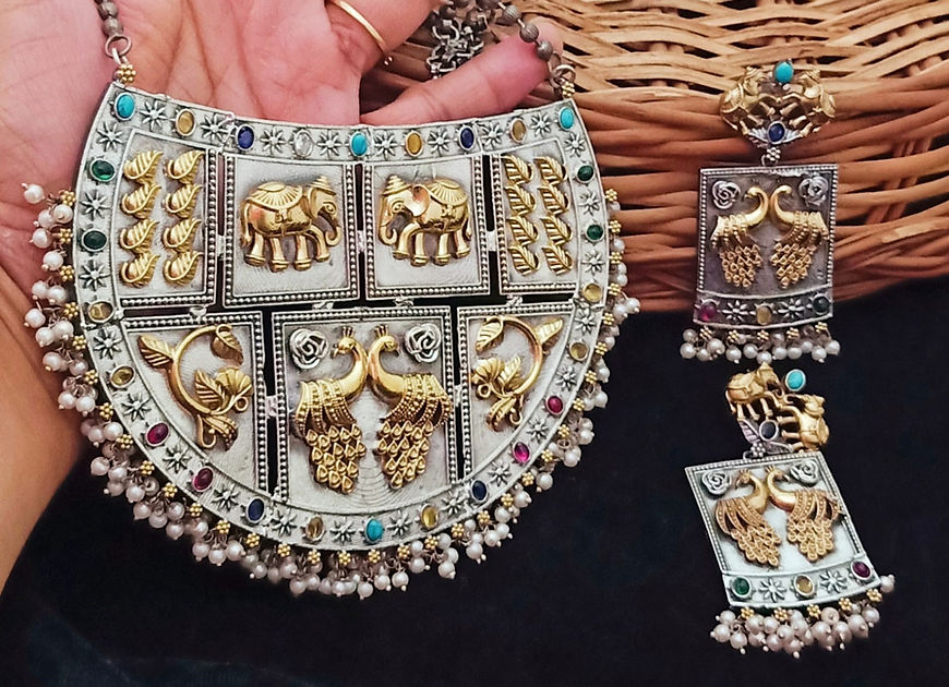 Statement Dual Tone Long Necklace