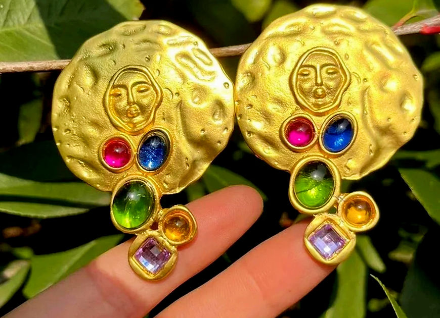 Kundanika Face Multi color Crystal Stud Earrings!!