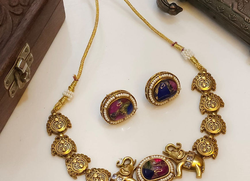Gajodhar Choker Necklace Earrings Set!!