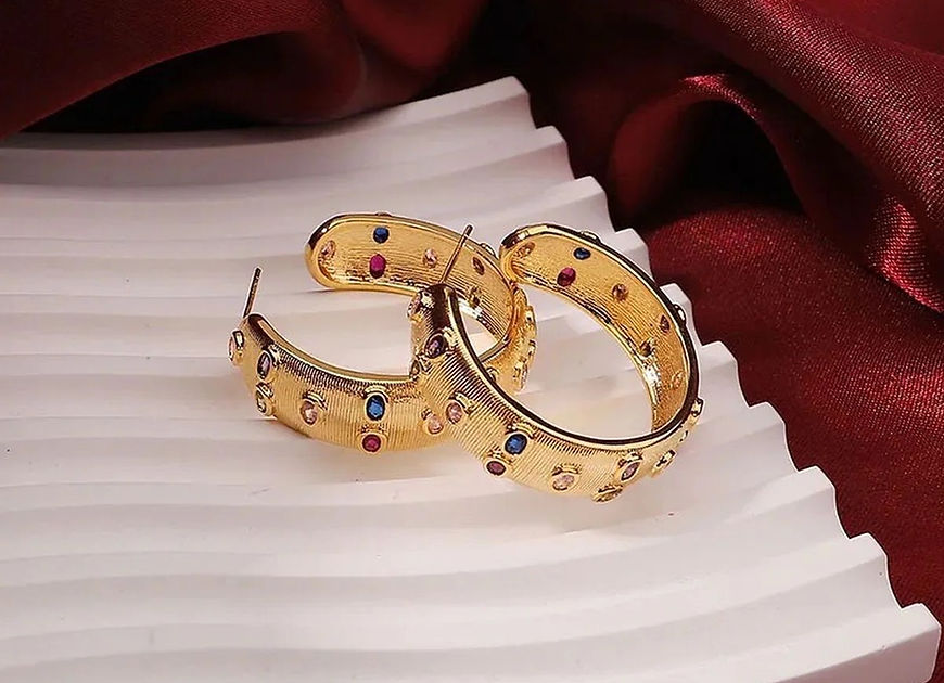 Kyveli Rainbow CZ Multicolor Hoop Earrings!!