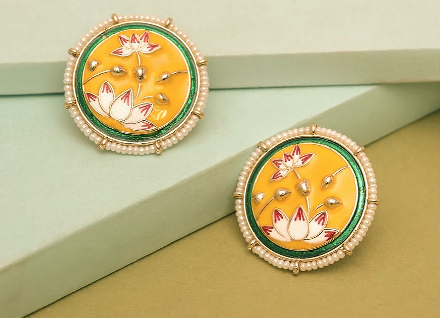 Padmini Yellow Big Studs
