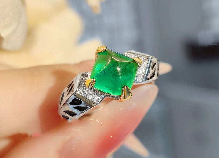 Elina Emarald Green CZ Crystal Adjustable Ring!!