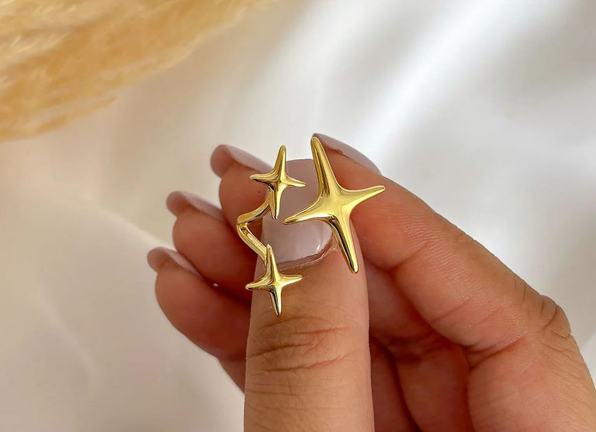 Nakshtra Long Star Adjustable Finger Ring