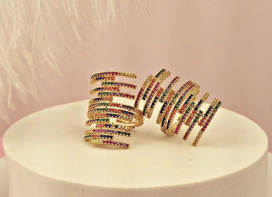 Vijeta Multicolor Solitaire CZ Stone Adjustable Finger Ring