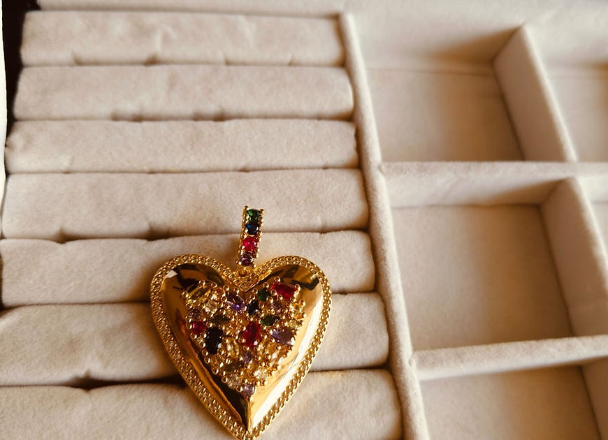 Rochana Rainbow Heart CZ Stone Multicolor pendent chain!!