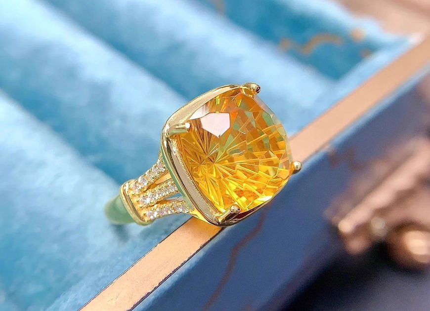 Adhira Citrine Yellow  CZ Stone Adjustable Ring!!