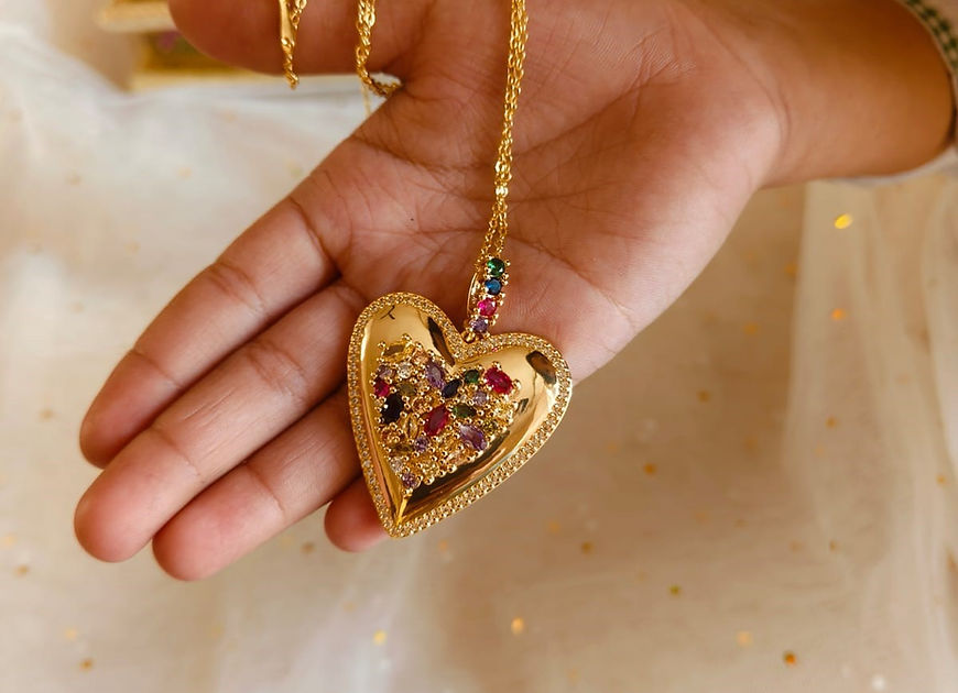 Rochana Rainbow Heart CZ Stone Multicolor pendent chain!!
