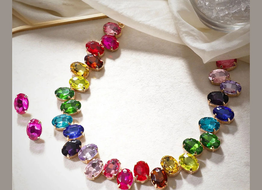 Dyotana Multi color Necklace With Earrings