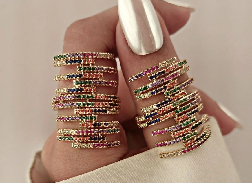 Vijeta Multicolor Solitaire CZ Stone Adjustable Finger Ring