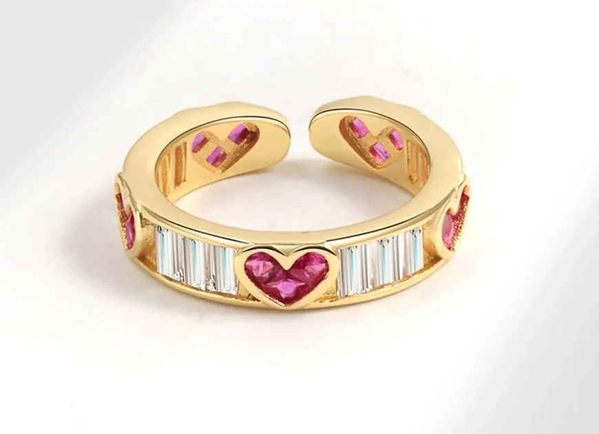 Hridaya Love Heart Pink Sapphire CZ Adjustable Finger Ring