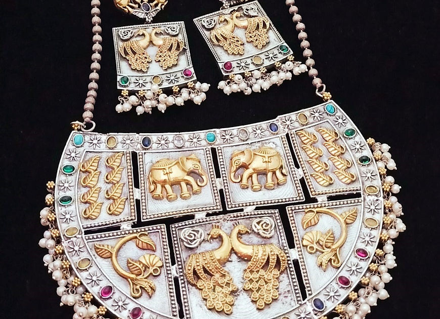 Statement Dual Tone Long Necklace