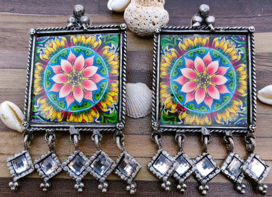 Mita Meenakari Mirror work Earrings!!